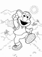A coloring page of sesame street
